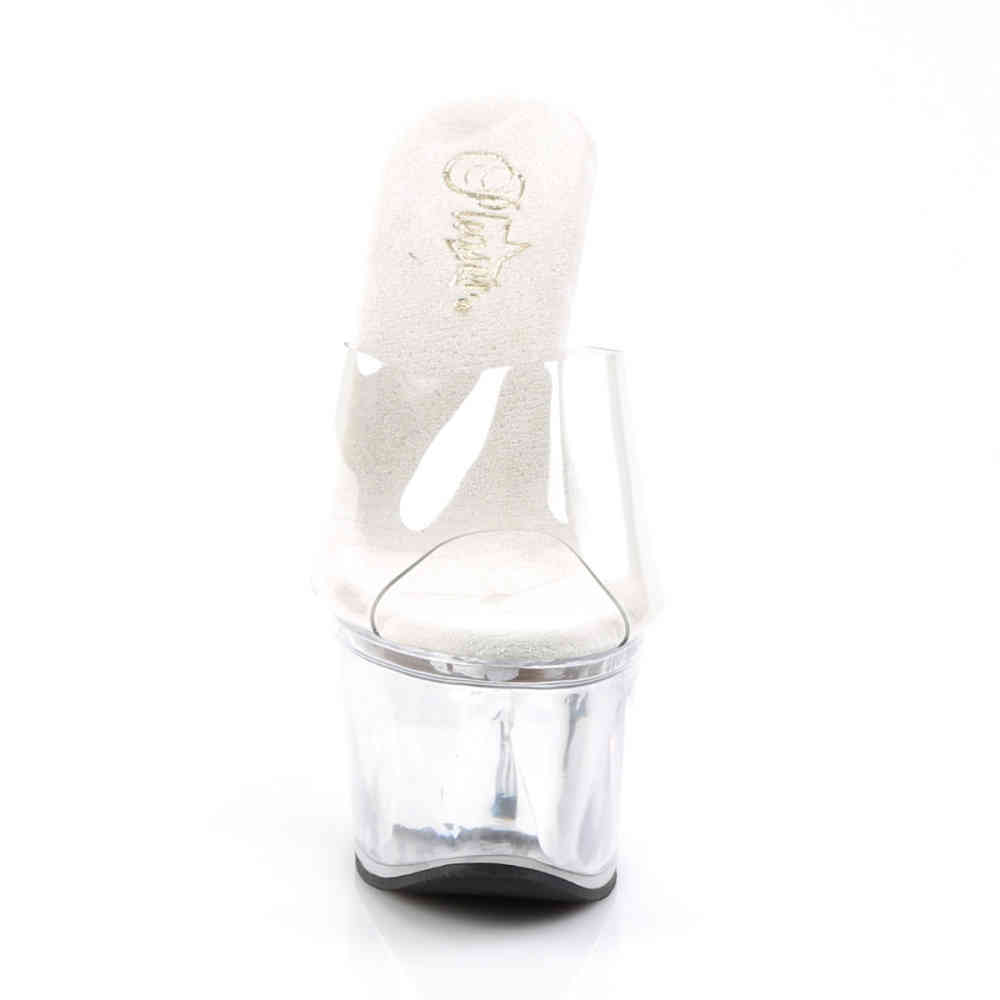 Pleaser - BEAU-601 Talon compensé - Transparent/Blanc